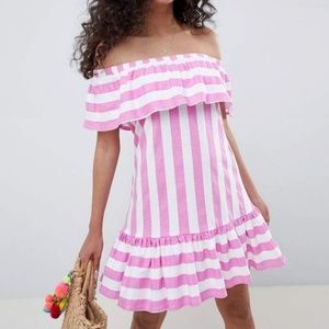 ASOS off shoulder striped mini dress 4